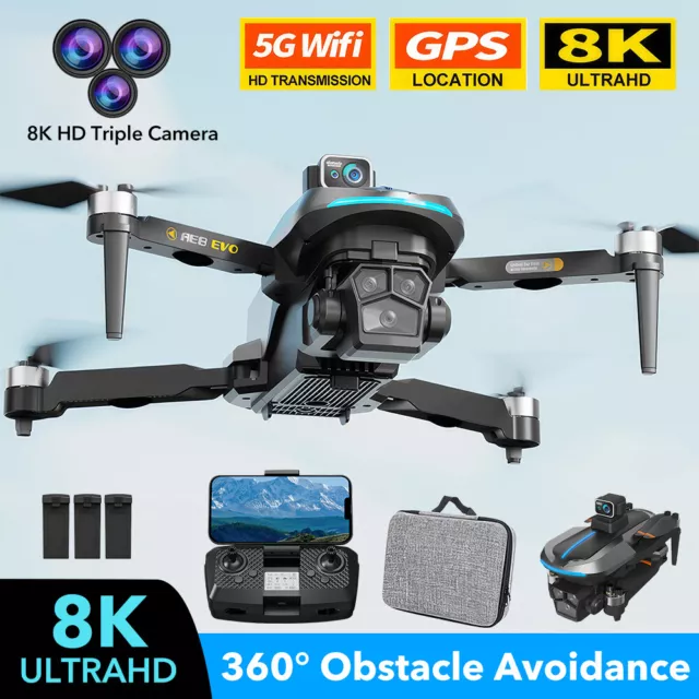 HD 8K 5G GPS Drone Triple Camera Obstacle Avoidance Helicopter RC Quadcopter Toy 2
