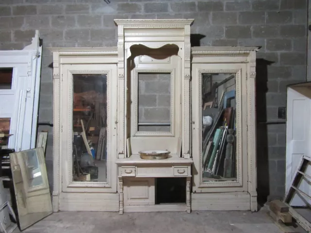 ANTIQUE CARVED WALNUT CLOSET FRONT~ BUILT IN ARMOIRE BUTLERS PANTRY ~ 115 x 102