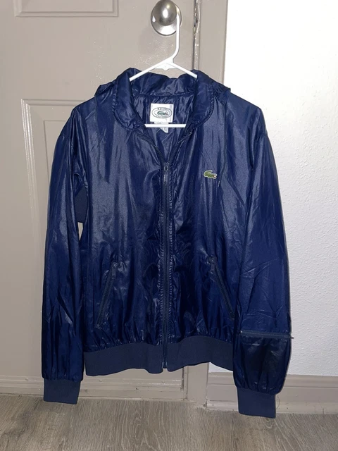 🔥80’s VINTAGE IZOD LACOSTE Blue Bomber Jacket | Retro Windbreaker Zip Hoodie  M