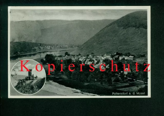 AK Poltersdorf a. d. Mosel, Ellenz, Landpoststempel, LK Cochem-Zell, 1937?