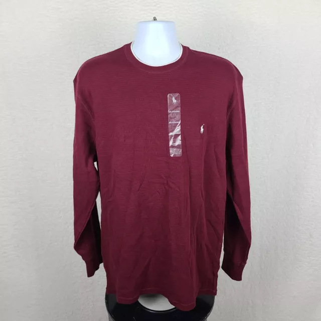 Polo Ralph Lauren Sweatshirt Mens 2XL XXL Burgundy Red Thermal Crewneck