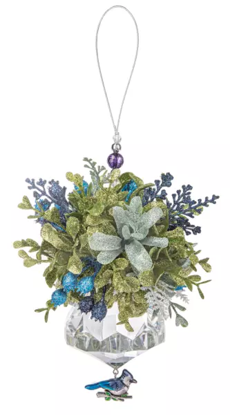 Ganz Kissing Krystal (Acrylic) 5" Mistletoe Blue Jay Orn. Free Ship USA