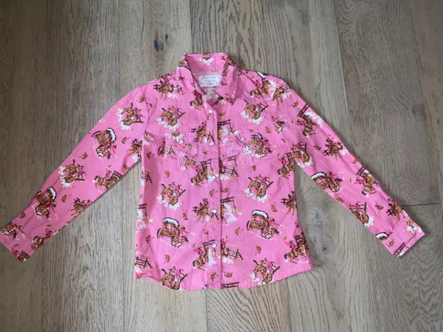 Panhandle Girl's Pink Western Horse Print Snap Shirt Size Large Long Sleeve