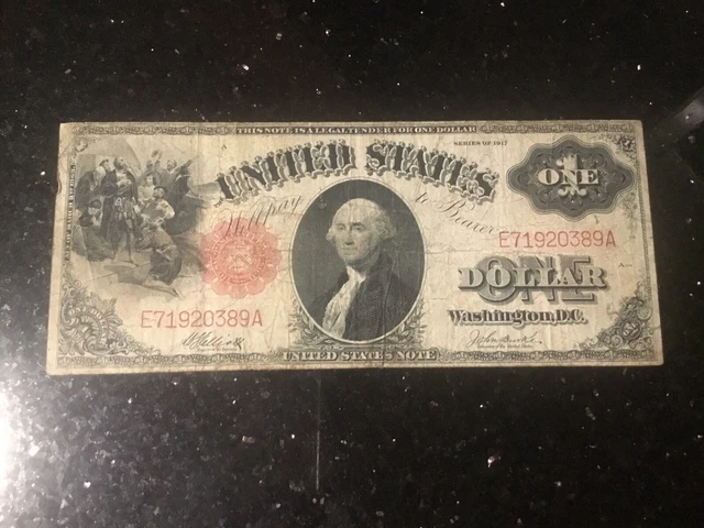 1917 one dollar legal tender—red seal—good