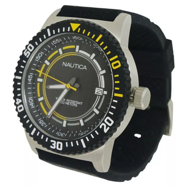 New NAUTICA NST 16 DATE Mens Black Watch N12638G