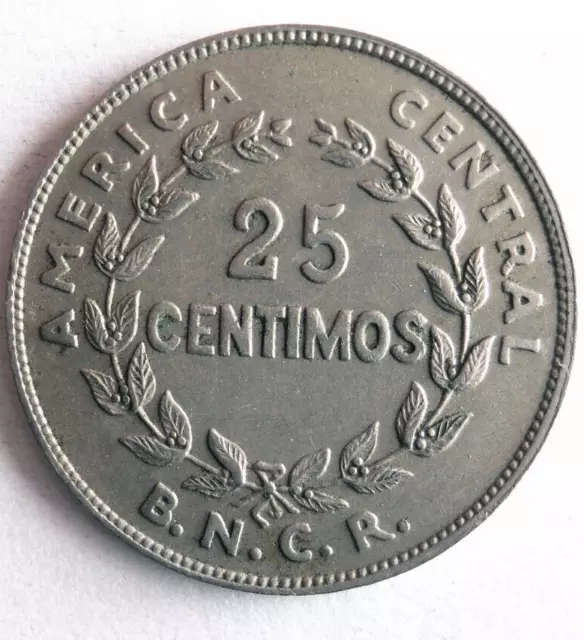1937 COSTA RICA 25 CENTIMOS - Excellent Coin - FREE SHIP - Bin #341