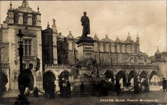 Ak Kraków Krakau Polen, Rynek, Pomnik Micklewicza, Denkmal - 3801663