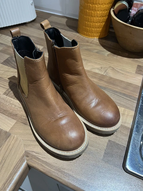 JOHN LEWIS GIRLS Tan Leather Chelsea Boots Size 33 UK 1 15.00