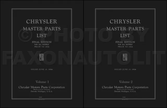 1924-1933 Chrysler Maître Parties Livre 1925 1926 1927 1928 1929 1930 1931 1932