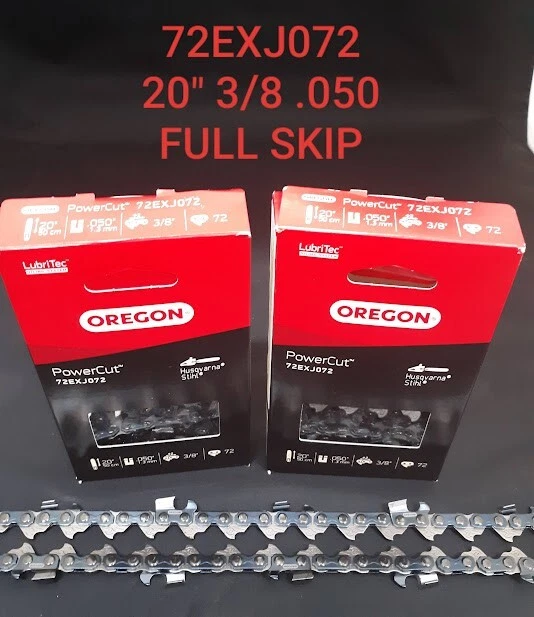 2 Pack 20" Oregon 72EXJ072 Husqvarna 570 Skip Tooth Chainsaw Chain 3/8 050