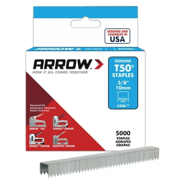 Grapas Arrow ARRT5038IP T50 10 mm (3/8 pulgadas) (paquete a granel 5000)