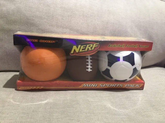New Nerf Pro Shop Mini Sports Pack Basketball Football Soccer Ball Foam Balls