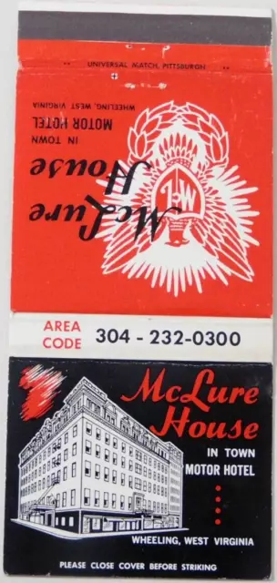 McLURE HOUSE MOTOR HOTEL MATCHBOOK COVER * WHEELING, WEST VIRGINIA *