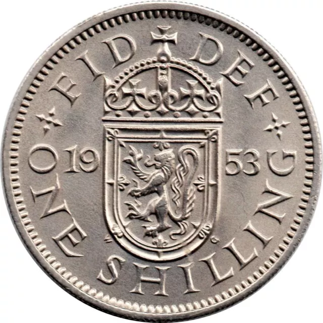 United Kingdom Coin 1 Shilling | Elizabeth II Scottish shield | 1953