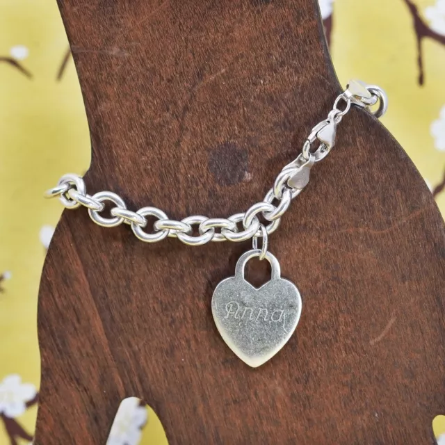 6.75”, Judith Jack Sterling silver bracelet, 925 bold circle chain heart charm