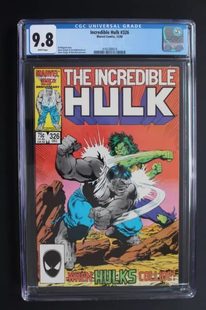 INCREDIBLE HULK #326 GREY vs GREEN HULK Battle 1986 Zzzax Doc Samson CGC 9.8