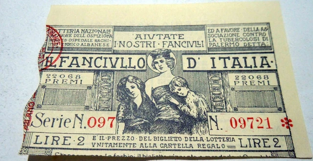 LOTTERIA NAZIONALE IL FANCIULLO D'ITALIA COLORE GIALLO - MILANO -  serie 97