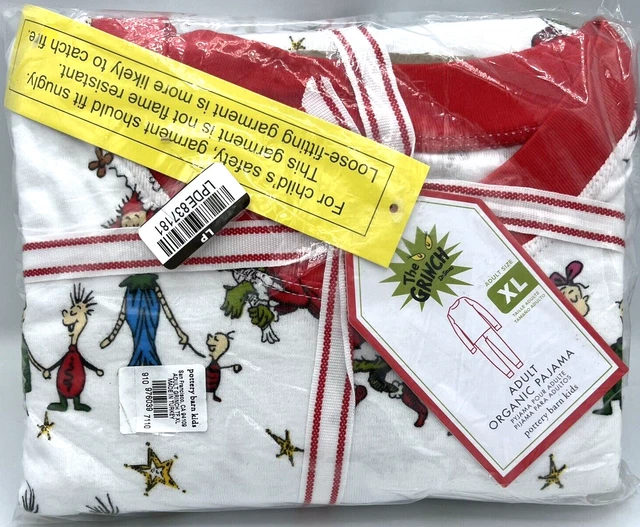 Pottery Barn Adult Dr Seuss's Grinch Pajama XL Extra Large Organic