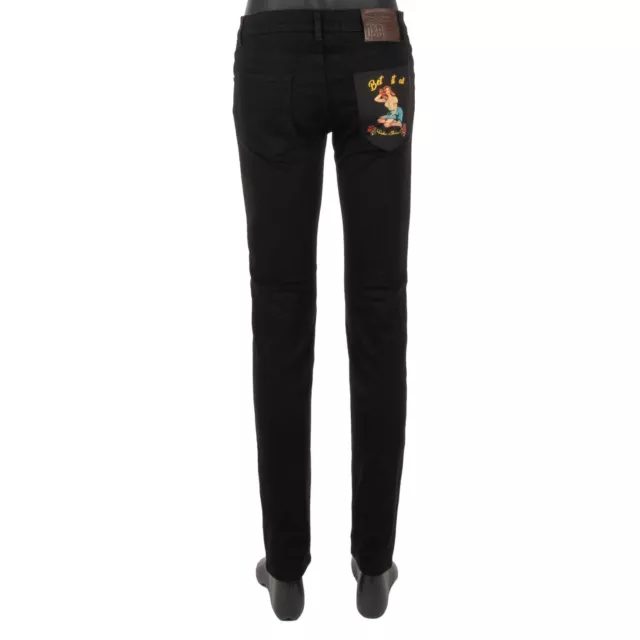 Dolce & Gabbana Skinny Jeans Pantaloni Pin Up Rose Borsa Nera 12435