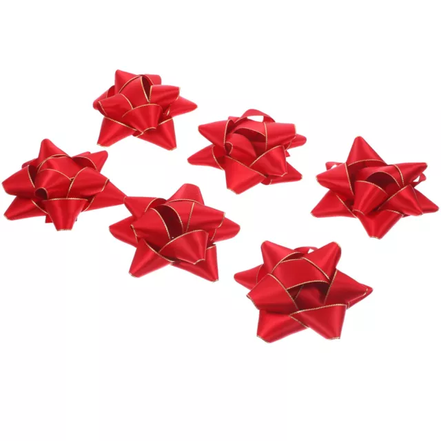 6er Set Weihnachts-Geschenkbögen in Rot mit Stern-Muster