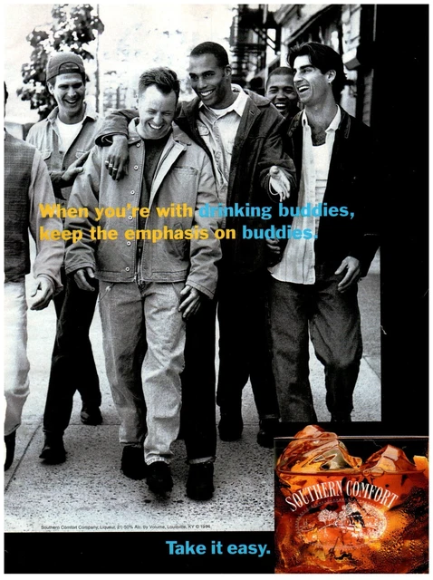 Southern Comfort Drinking Buddies Print Advertisement 8x11" 1994