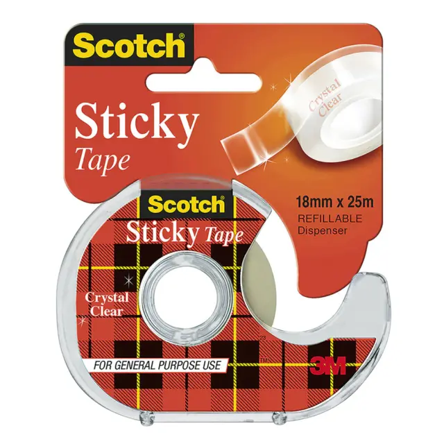 Scotch Transparent Sticky Tape on Dispenser General Purpose Adhesive 18mmx25m