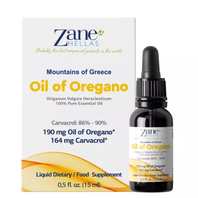 ZANE HELLAS reines griechisches ätherisches Öl aus Oregano. 0,5 fl oz.15ml. Super 100