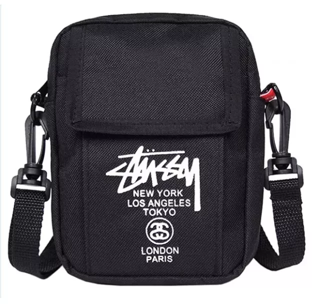 STUSSY Mini Shoulder Bag Novelty TOKYO LONDON PARIS Pochette Pouch 17 x 12 x 4cm