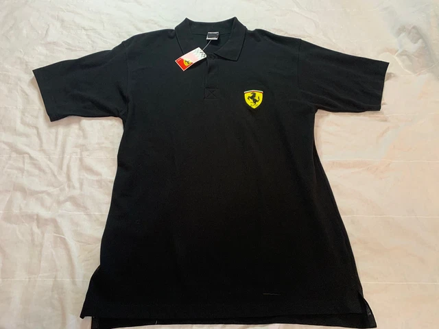 VINTAGE 2002 Official Ferrari BLACK Short Sleeve Golf Polo Shirt Men’s M