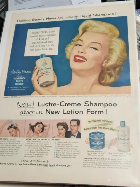 Marilyn Monroe 1953 Life Mag Lustre-Creme Shampoo ad.Great shape !! Original!!!