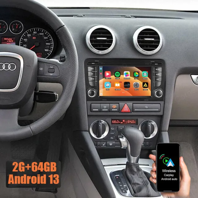 Carplay GPS Sat Nav Android 13 For Audi A3 2003-2012 S3 RS3 7" Car Radio Stereo