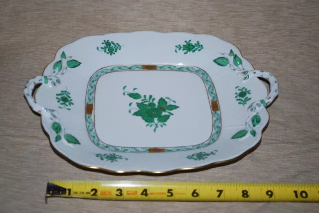 Herend Chinese Bouquet Green Square Cake Plate with Handles 430 Serving Plate