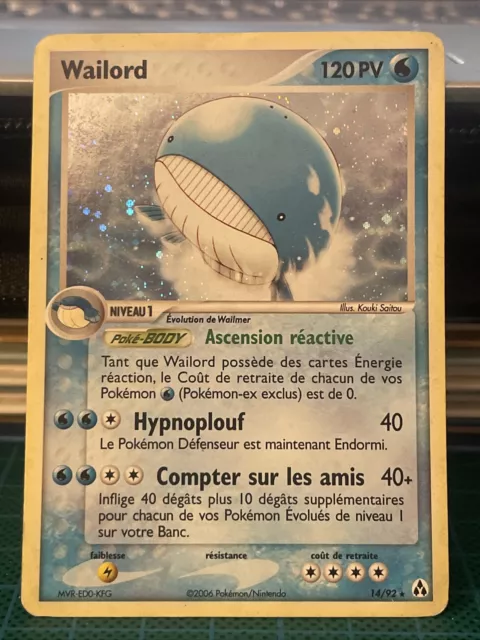 Carte Pokémon wailord 14/92 Holo ex créateur de légendes
