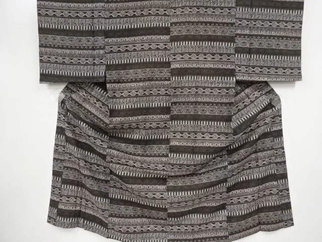 36975# Japanese Kimono / Hitoe Mens Juban / Abstract & Stripe