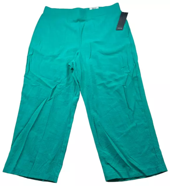 Alfani Dress Pants Womens size 14 Green Teal Pull on Stretch 2 Pocket Wide Leg