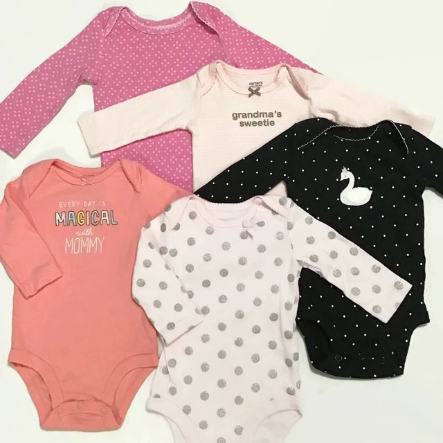 Carters Koala Baby Girls 5 Bodysuits Lot Size 3 Mos. Long Sleeve One Piece