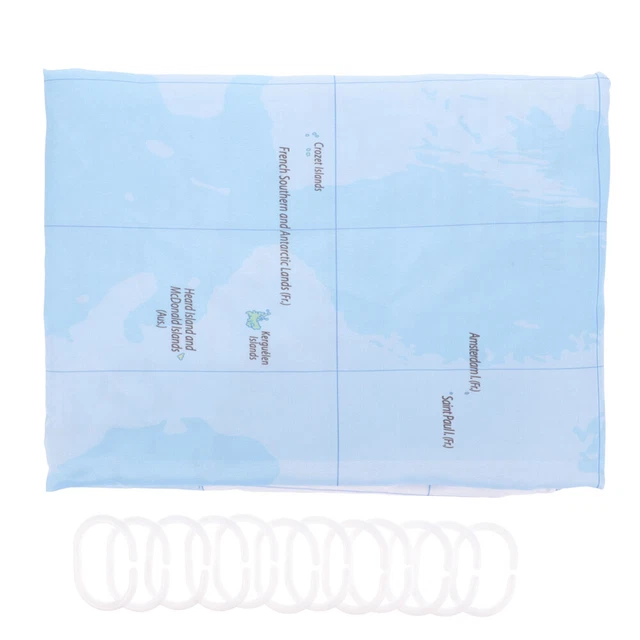 Tenda Da Doccia Con Mappa Del Mondo, In Poliestere, 182,9x182,9 Cm, Impermeabile, Asciugatura Rapida, Con 12 Ganci, Lavabile