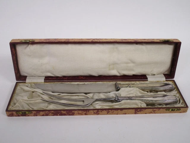 Versilbertes (90) Vorlegebesteck, Fleischgabel und Messer + OVP 1R9040 Versilbertes (90) Vorlegebesteck, Fleischgabel und Messer + OVP 1R9040