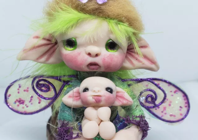 Ooak Pixiediddles Fairy Elf Troll Hand Sculpt Art Doll