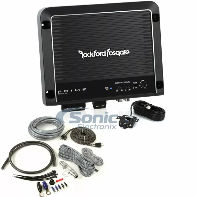 Rockford Fosgate R500X1D 500W Monoblock Amplifier w/ 4 gauge Amp Kit Bundle