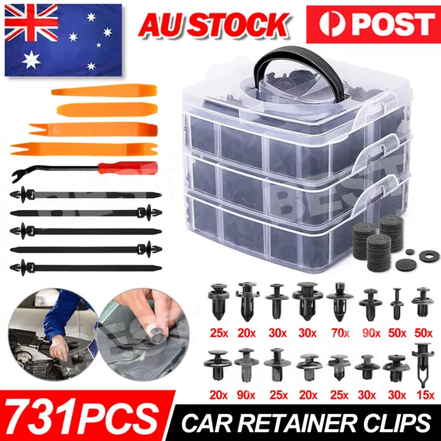 731PCS Car Trim Body Clips Kit Rivet Retainer Door Panel Bumper Plastic Fastener