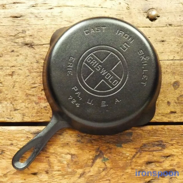 Vintage GRISWOLD Cast Iron SKILLET Frying Pan # 5 LARGE BLOCK LOGO - Ironspoon