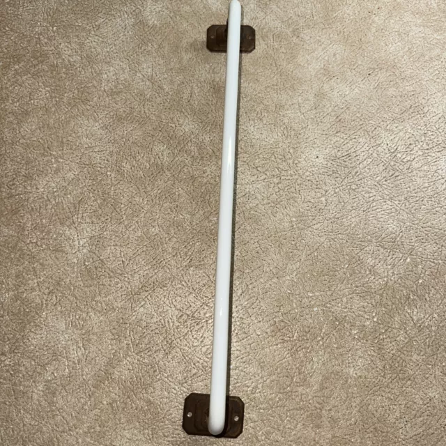 ART Deco Vintage 15” Mid Century Bathroom Porcelain TOWEL BAR w Wall Brackets