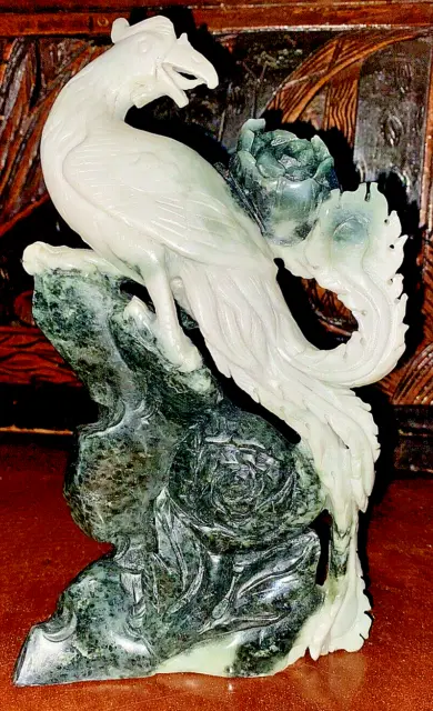 Beautifully Carved Dushan Jade Phoenix sculpture