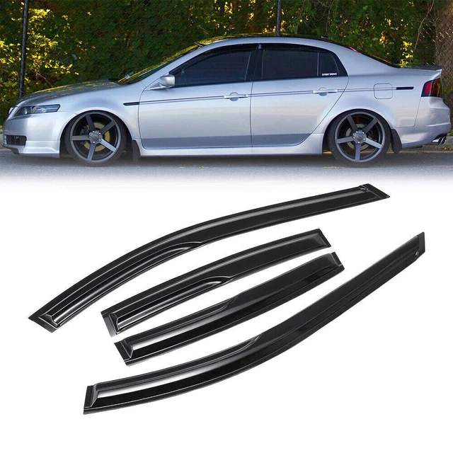 Gearzaar 3D Wavy Window Visors For 2009-2014 Acura TL – Mugen Style, Gloss Black (4pc)