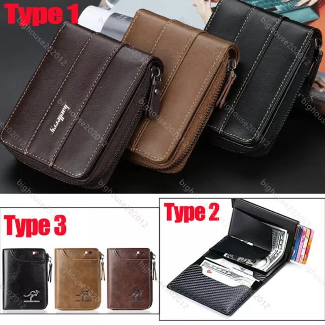 Men Men's S1 Leather Wallet ID Credit Card Holder Clutch Bifold Zipper Coin