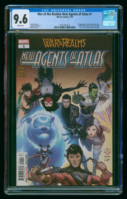 NEW AGENTS OF ATLAS #1 (2019) CGC 9.6 WAR OF REALMS 1st APP LUNA SNOW SEAL HEE