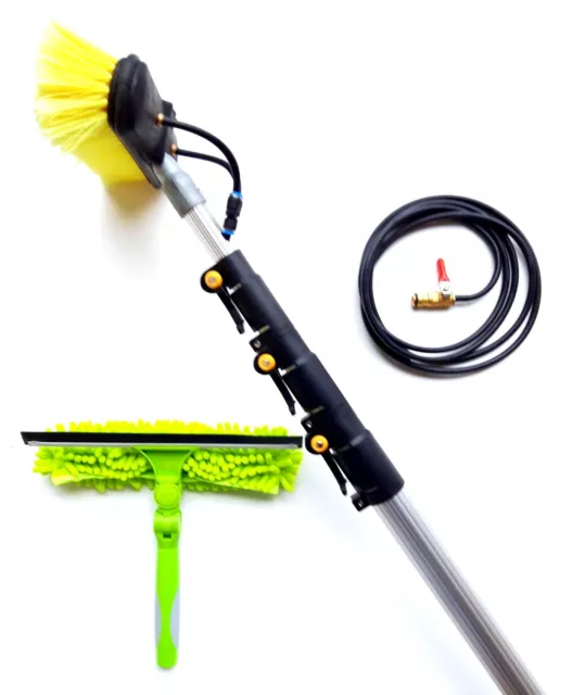 16ft-20ft-24ft Water Fed Window Cleaning Pole Kit Telescopic Brush Equipment Kit