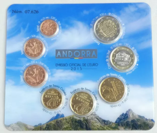 Euro kms Jeu de pièces de cours Andorre 2015 Dans Dossier splendide 2