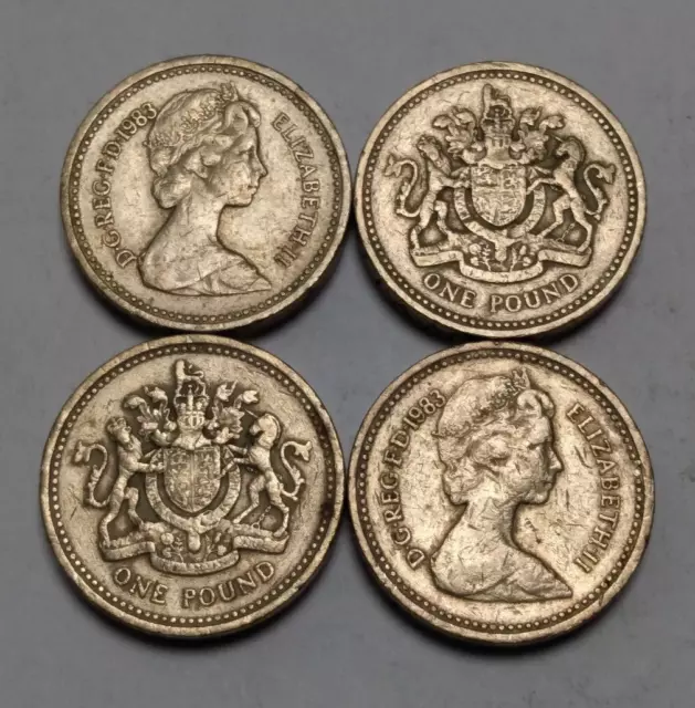 1x 1983 UK One Pound Coin - One British £1 - Elizabeth II - Great Britain